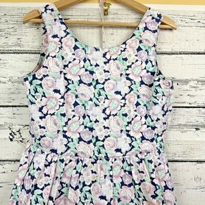 Laura Ashley Navy Floral Sleeveless Dress with Pink and Mint